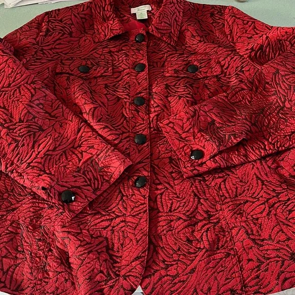 Laura Ashley Woman’s Jacket Size 2X button down Color Red - Picture 5 of 5
